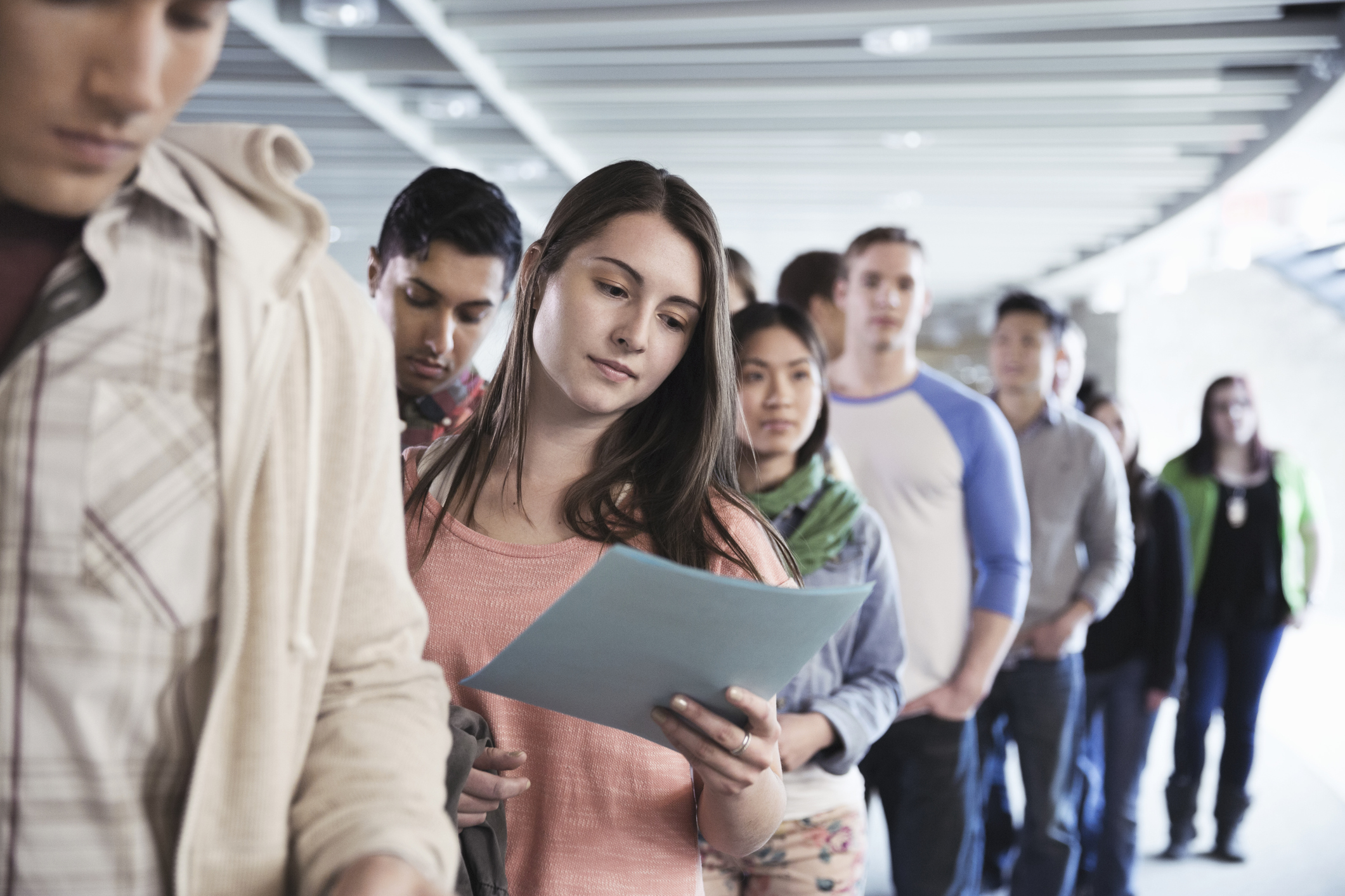 College students in a line.